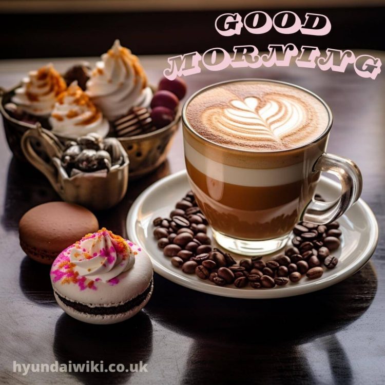 Good morning coffee images picture macaron gratis