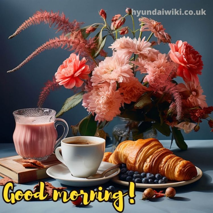 Good morning images with coffee picture croissant gratis