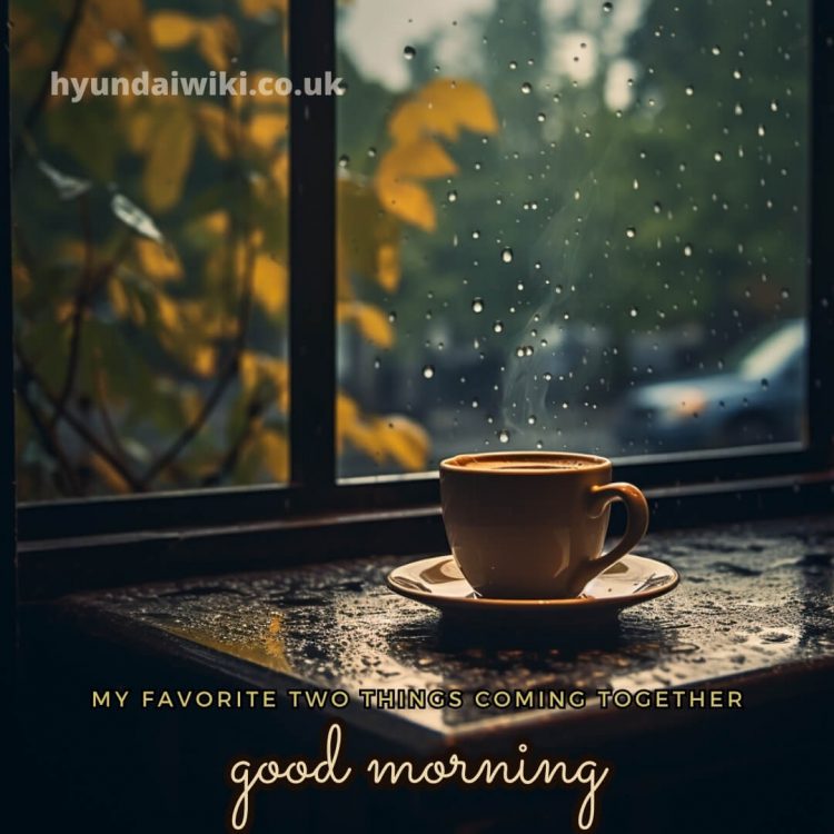 Good morning rain coffee picture leaves gratis