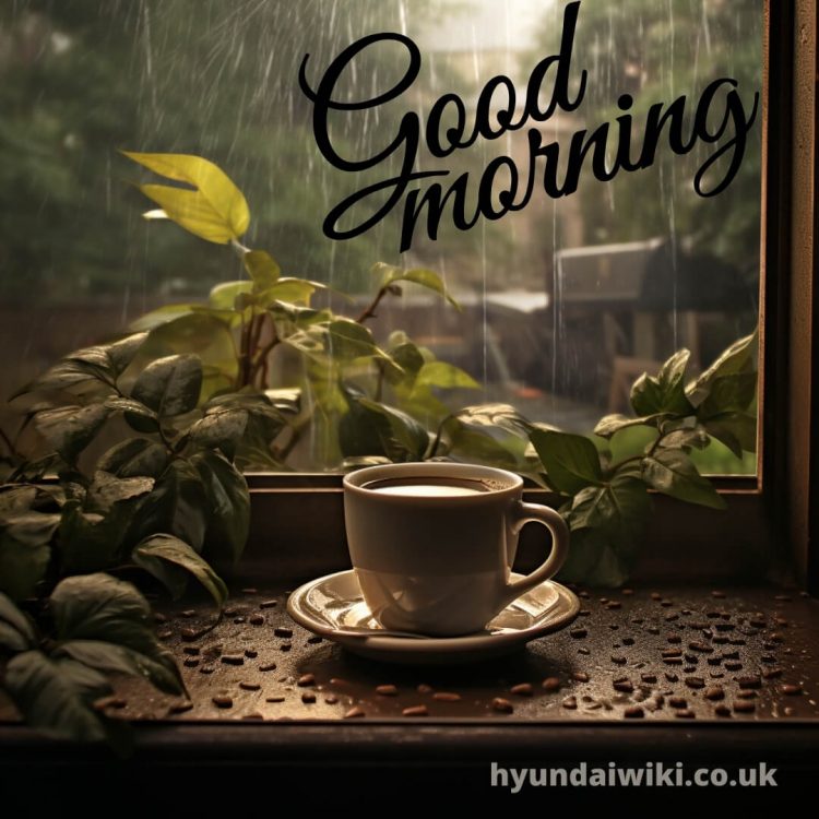 Good morning rain coffee picture window gratis