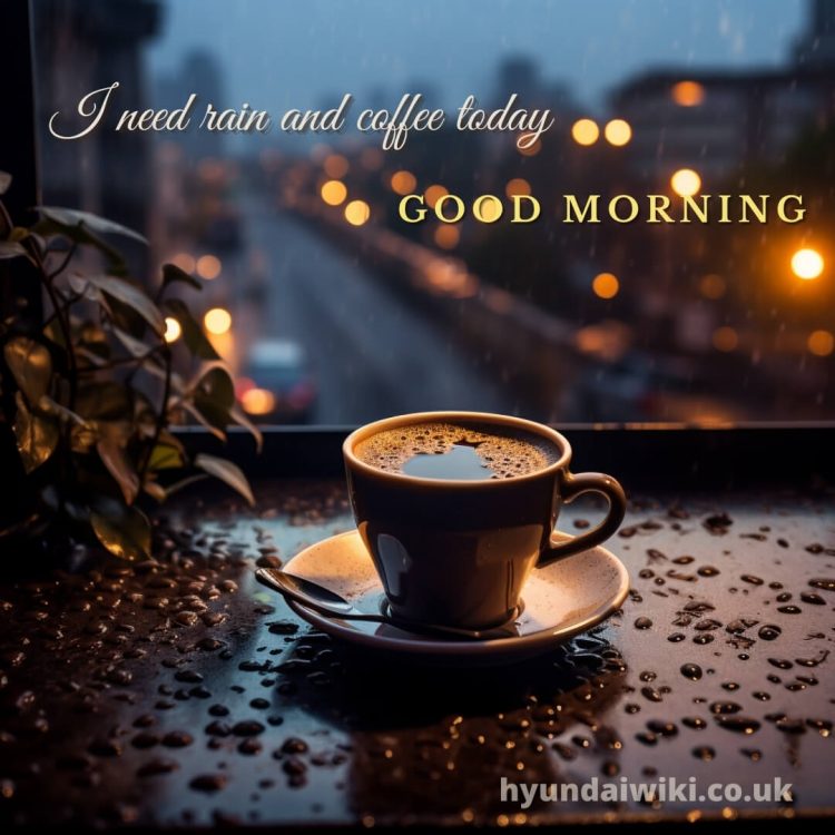Good morning rain coffee picture lights gratis