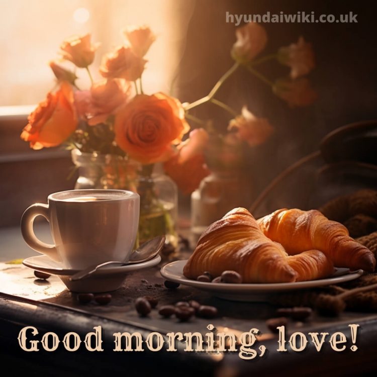 Good morning romantic images picture croissants gratis