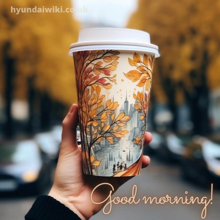 Good morning with coffee picture yellow leaves gratis