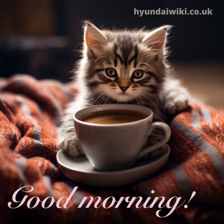 Good morning with coffee images picture kitten gratis