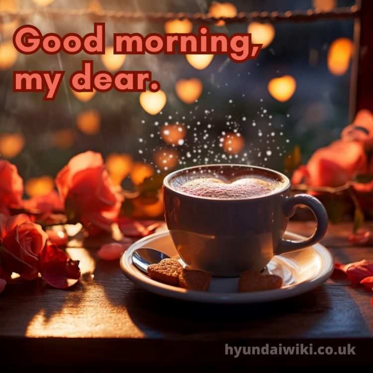 Romantic good morning coffee images picture petals gratis