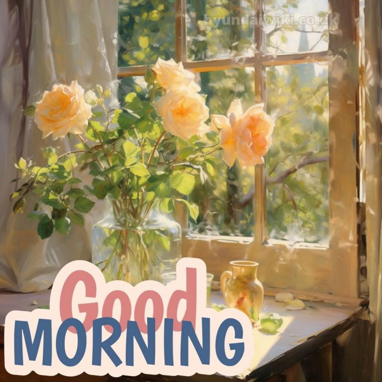 Good morning romantic roses picture window gratis