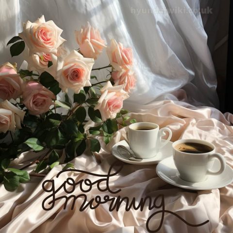 Good morning romantic roses picture cups gratis
