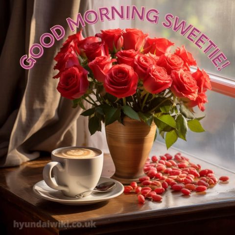 Love romantic good morning rose picture milk coffee gratis