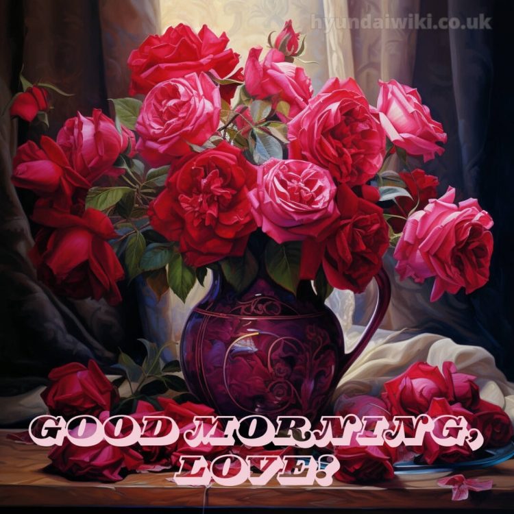 Love romantic good morning rose picture vase gratis