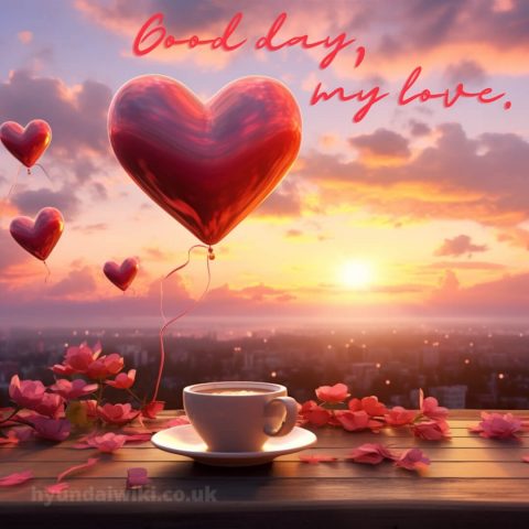 Romantic good morning picture heart balloon gratis