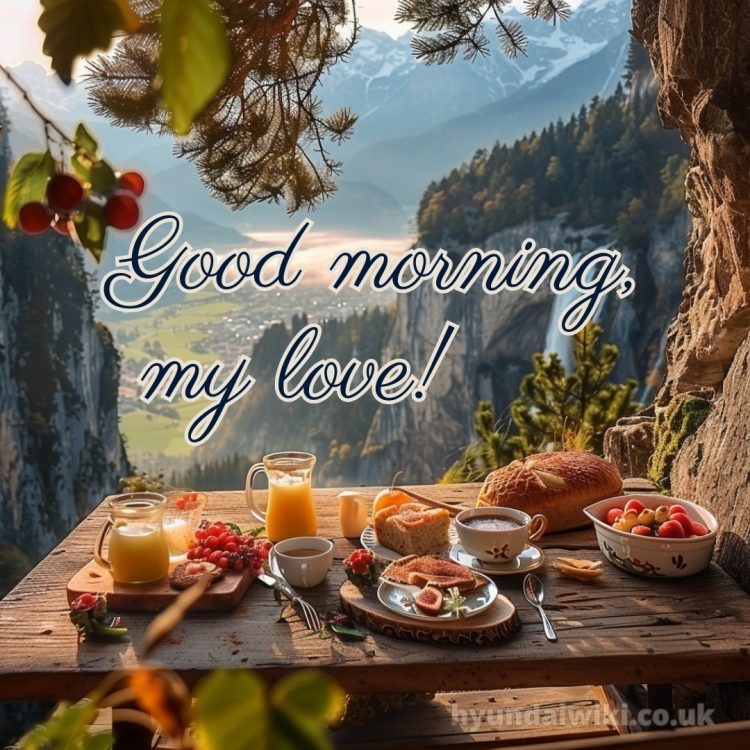 Romantic good morning love picture mountains gratis